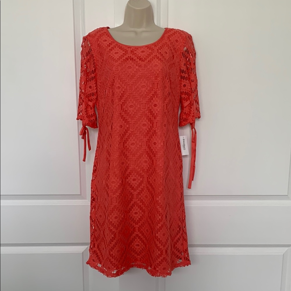 Dress Barn Vibrant Orange Midi Dress with Elegant Design